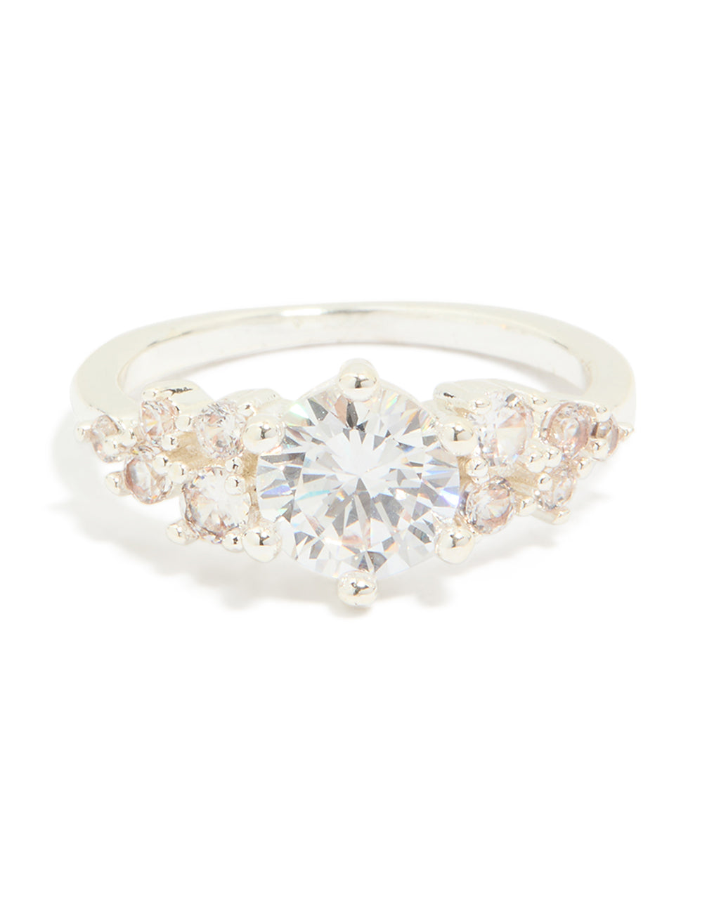 Silver Plated Round Cubic Zirconia Elegant Ring