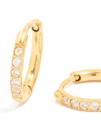 Waterproof Gold Plated Stainless Steel Prism Cubic Zirconia Prism Clicker Earrings - link has visual effect only