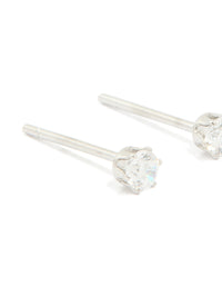 Waterproof Stainless Steel Cubic Zirconia Prism Stud Earrings 4 MM - link has visual effect only
