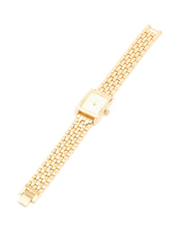 Gold Medium Square Link Watch - link has visual effect only