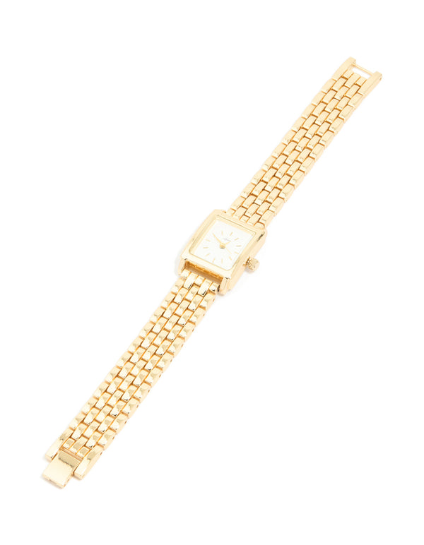Gold Medium Square Link Watch