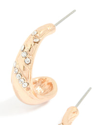 Gold Diamante Pear Open Hoop Earrings - link has visual effect only