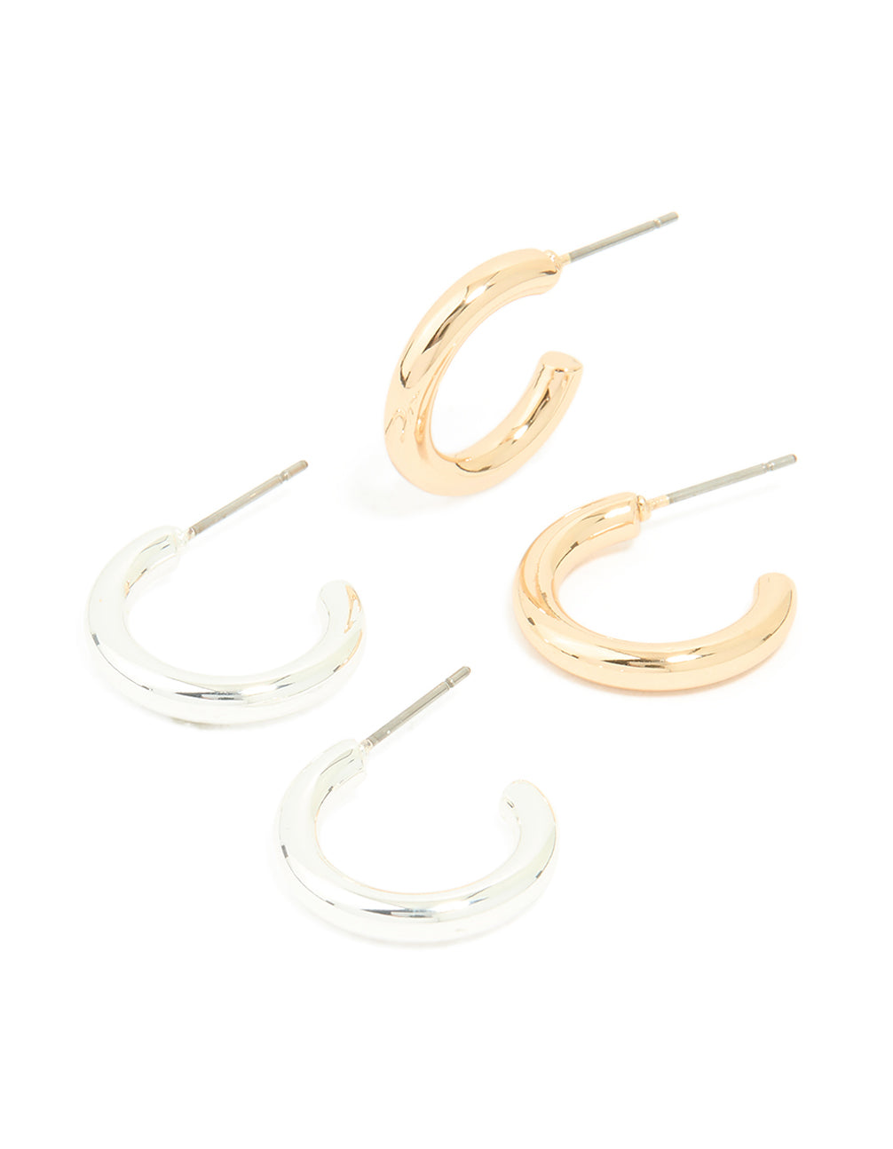 Mixed Metal Smooth Medium Hoop Earrings 2-Pack