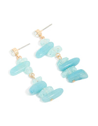 Gold Diamante & Blue Stone Chip Drop Earrings - link has visual effect only