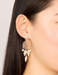 Gold Diamante Pearl Dreamcatcher Earrings - link has visual effect only