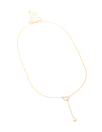 Gold Diamante Pearl Chain Y-Necklace - link has visual effect only