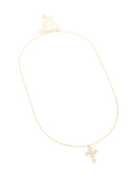 Gold Diamante Vintage Cross Pendant Necklace - link has visual effect only