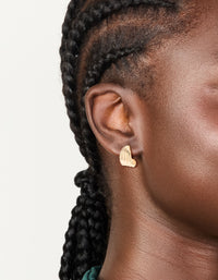 Gold Ribbed Huggie Earrings - link has visual effect only
