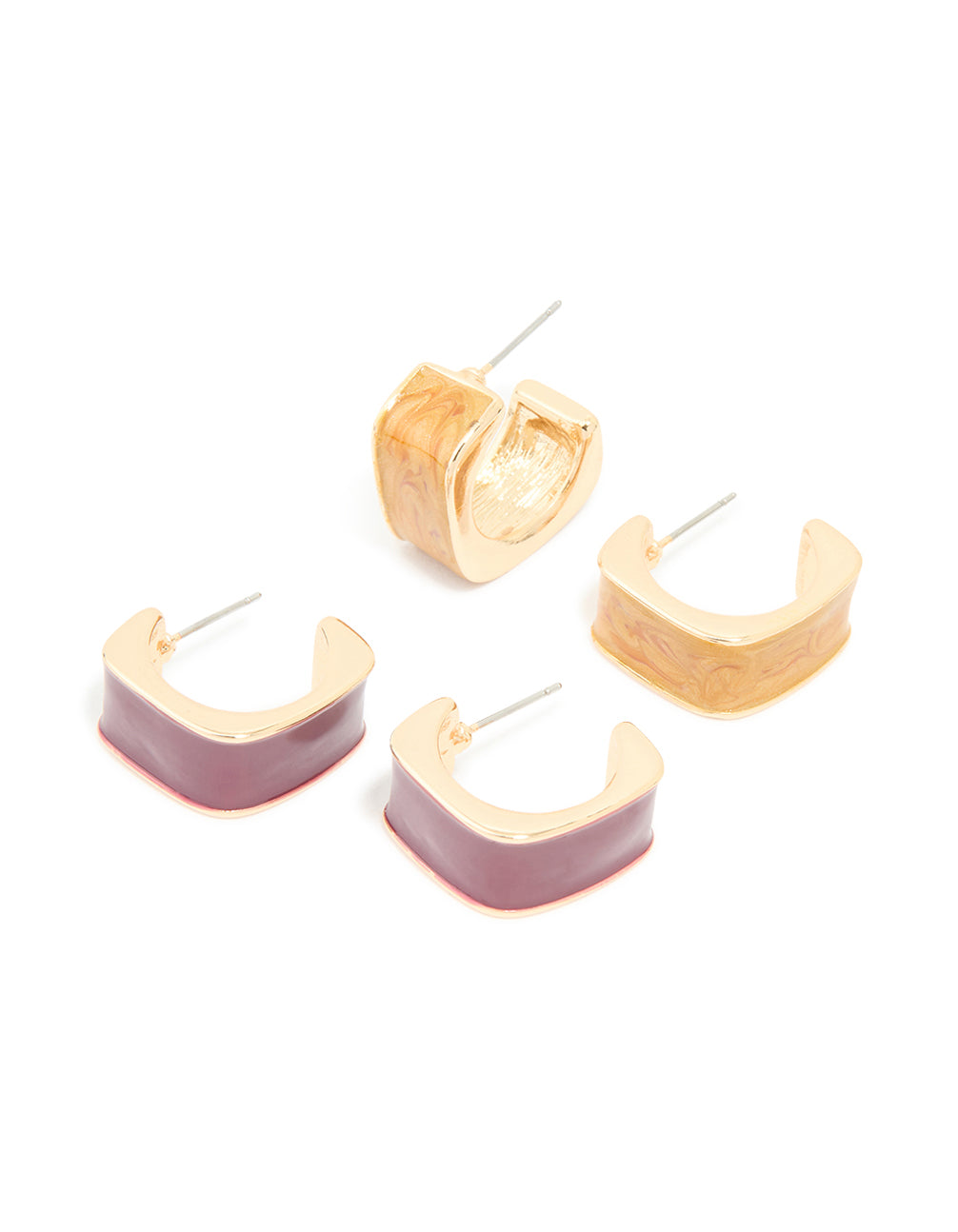 Gold & Burgundy Acrylic Hoop Earrings 2-Pack