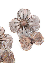 Brown Coated Metal Multi Lazer Cut Flower Drop Earrings - link has visual effect only
