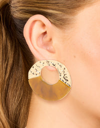 Gold & Orange Acrylic Textured Rounded Drop Earrings - link has visual effect only