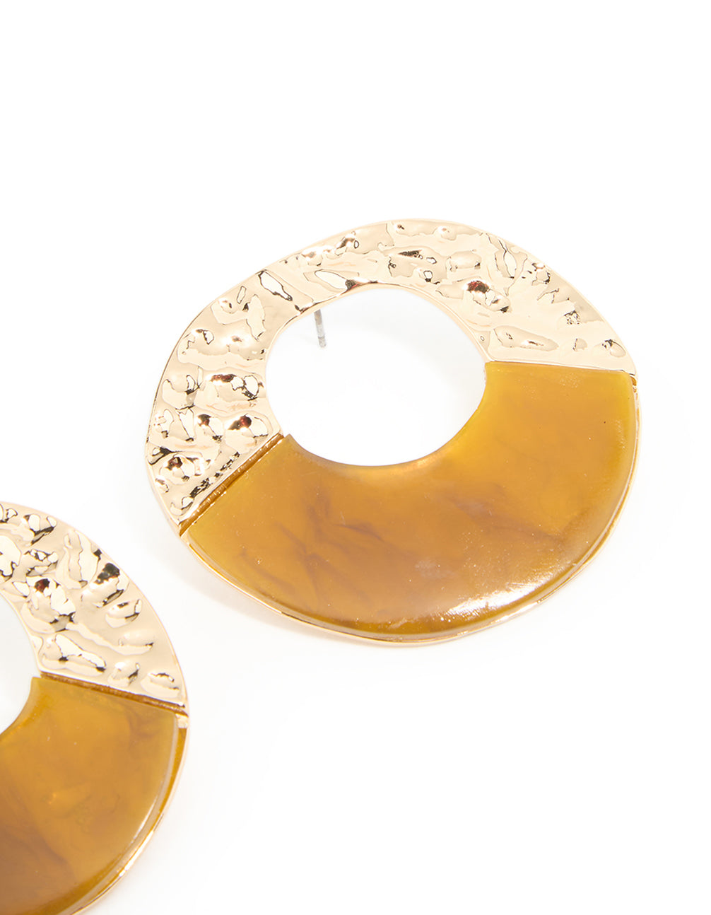 Gold & Orange Acrylic Textured Rounded Drop Earrings