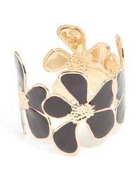 Gold Black Multi Floral Wrist Cuff - link has visual effect only