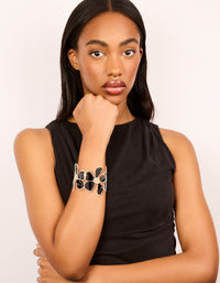 Gold Black Multi Floral Wrist Cuff - link has visual effect only