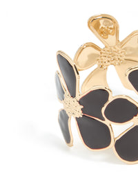 Gold Black Multi Floral Wrist Cuff - link has visual effect only