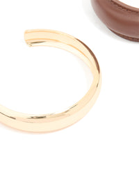 Brown PU Leather & Gold Wrist Cuffs Pack - link has visual effect only