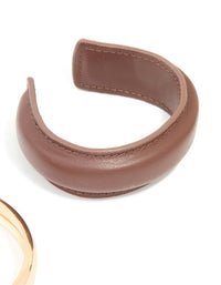 Brown PU Leather & Gold Wrist Cuffs Pack - link has visual effect only