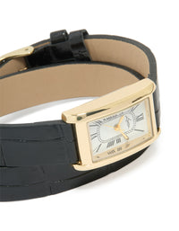 Gold PU Black Leather Snakeskin Vintage Watch - link has visual effect only