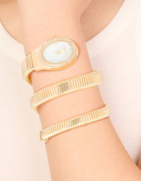 Gold Double Stretch Watch Cuff - link has visual effect only