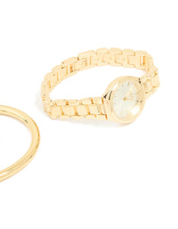 Gold Classic Wrist Cuff & Watch Set - link has visual effect only
