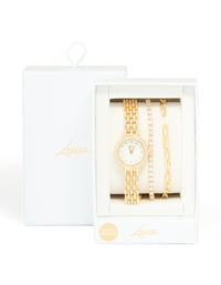 Gold Diamante Watch & Bracelets Set - link has visual effect only