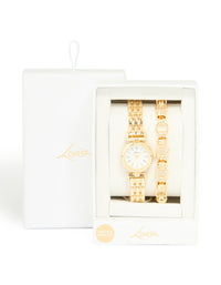 Gold Chain Bracelet & Watch Set - link has visual effect only