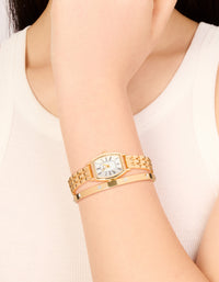 Gold Diamante Roman Numeral Watch & Wrist Cuff Set - link has visual effect only