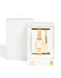 Gold Diamante Roman Numeral Watch & Wrist Cuff Set - link has visual effect only