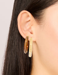White & Brown Acrylic Hoop Earrings Pack - link has visual effect only