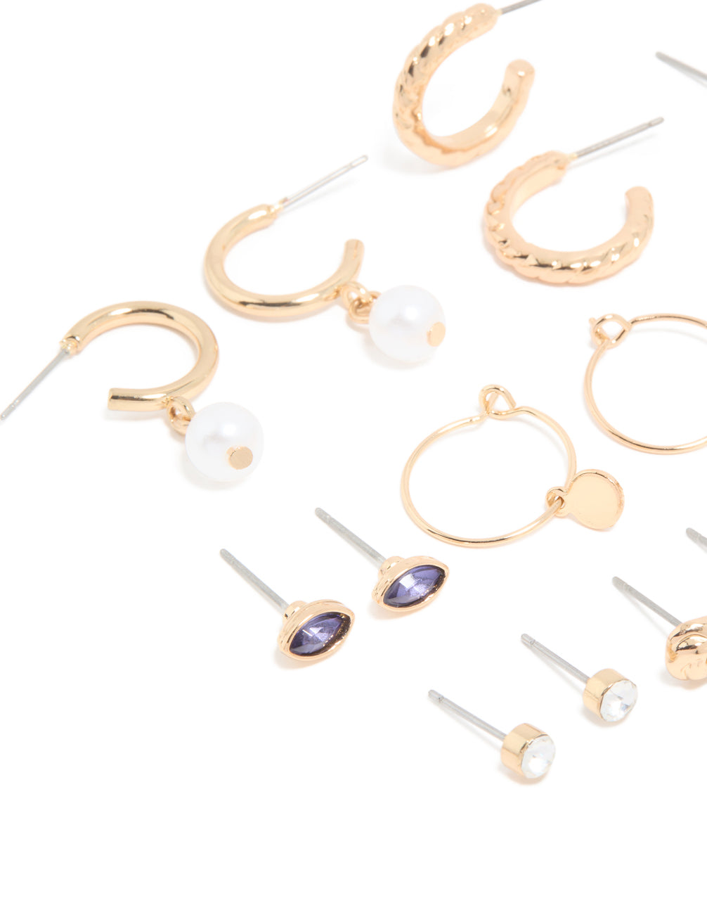 Gold Gem & Pearl Earrings 12-Pack