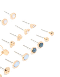 Gold Gem & Pearl Earrings 12-Pack - link has visual effect only