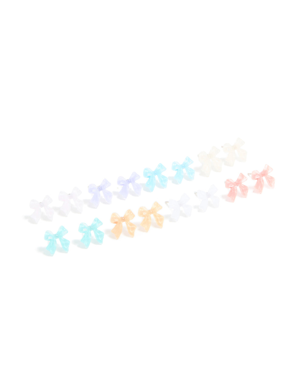 Pastel Acrylic Bubble Bow Earrings 8-Pack
