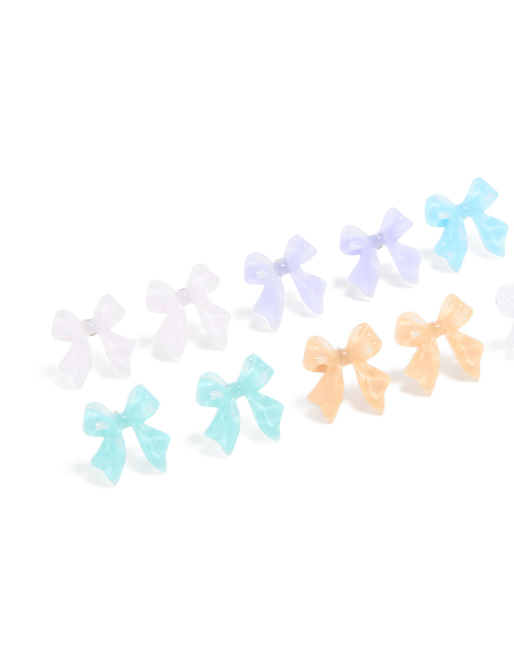 Pastel Acrylic Bubble Bow Earrings 8-Pack