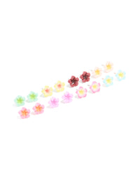 Multicoloured Frangipani Flower Stud Earrings 8-Pack - link has visual effect only