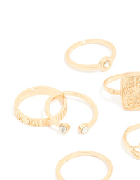Gold Diamante Roman Numeral Rings 9-Pack - link has visual effect only