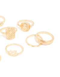 Gold Diamante Roman Numeral Rings 9-Pack - link has visual effect only