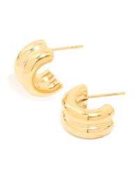 Waterproof Gold Plated Stainless Steel  Chunky Flat Hoop Earrings - link has visual effect only