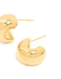 Waterproof Gold Plated Stainless Steel Chubby Hoop Earrings - link has visual effect only