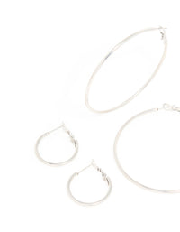 Waterproof Stainless Steel Thin Multi-Sized Hoop Earrings 3-Pack - link has visual effect only