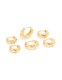 Waterproof Gold Plated Stainless Steel Thick Clicker Earrings 3-Pack - link has visual effect only