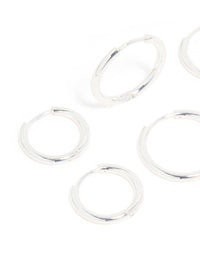 Waterproof Stainless Steel Thin Hoop Clicker Earrings 3-Pack - link has visual effect only