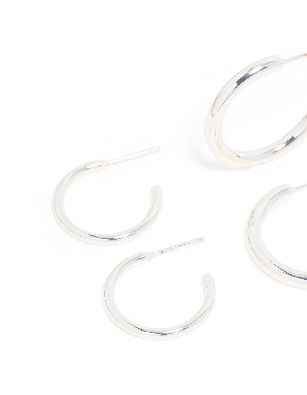 Waterproof Stainless Steel Bubble & Smooth Hoop Earrings 3-Pack