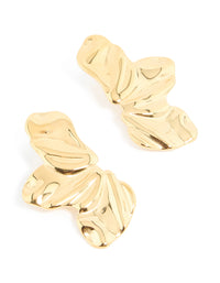 Waterproof Gold Plated Stainless Steel Molten Petal Stud Earrings - link has visual effect only