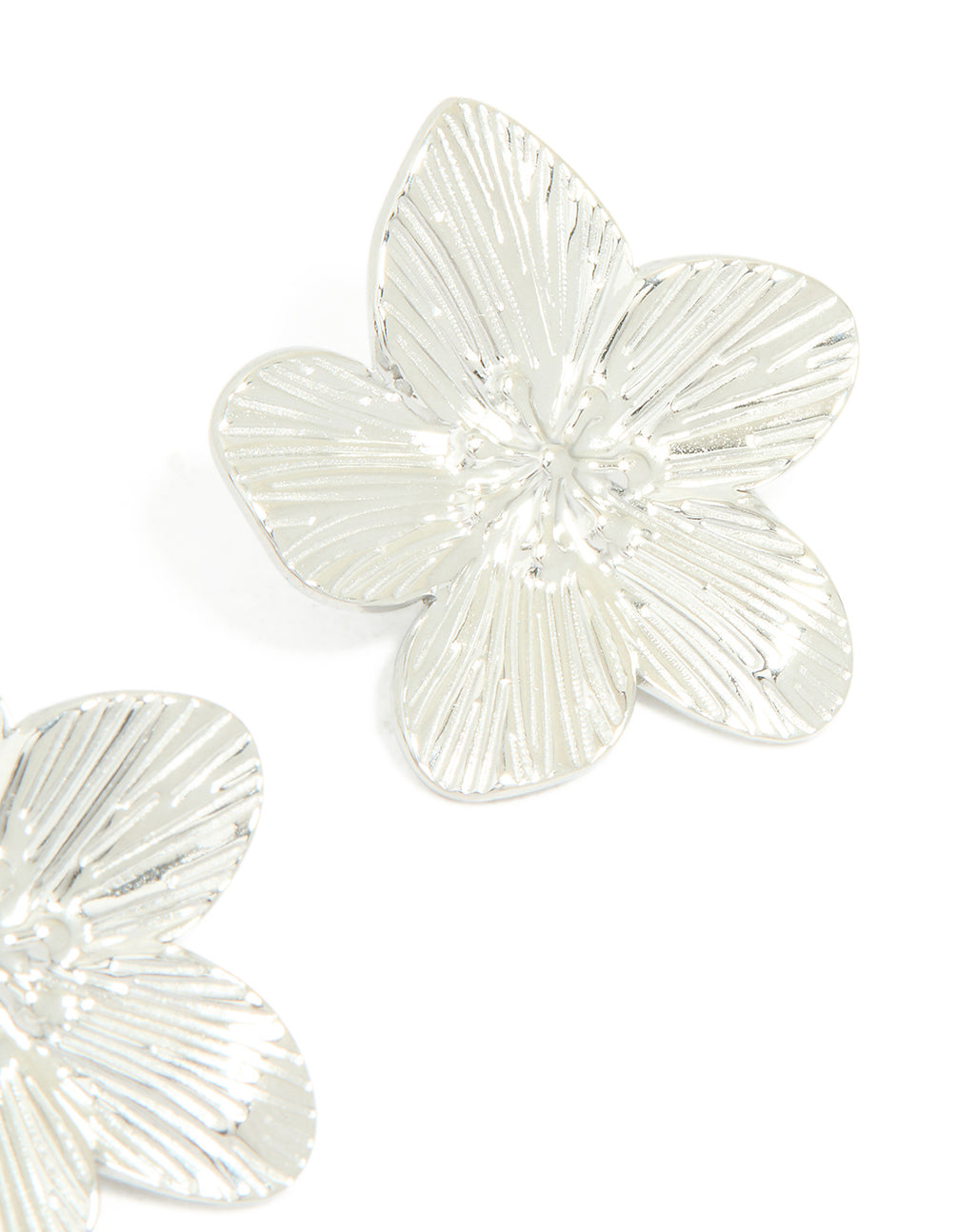 Waterproof Stainless Steel Textured Flower Stud Earrings