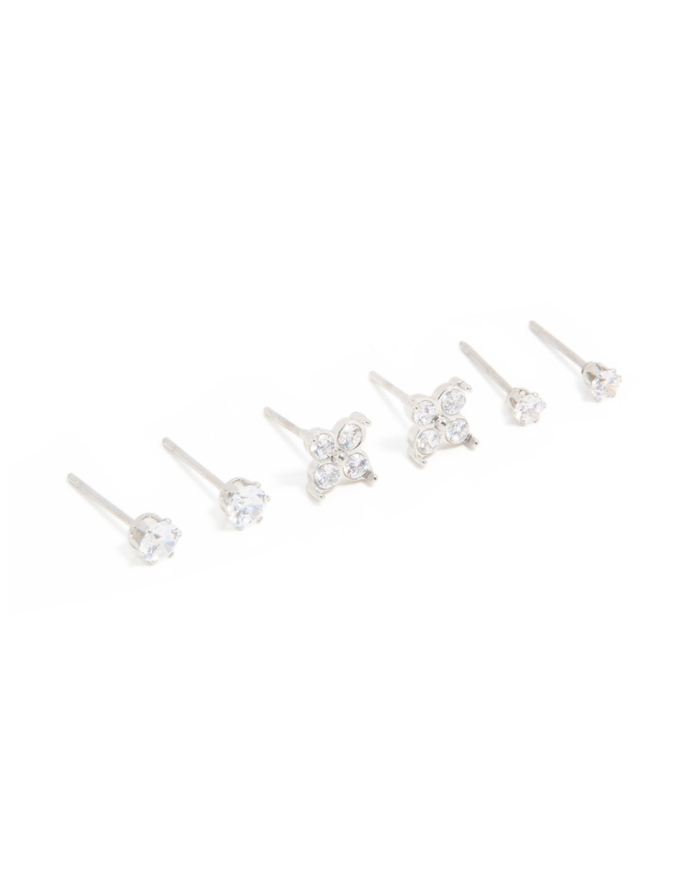 Waterproof Stainless Steel Cubic Zirconia Stud Earrings 3-Pack