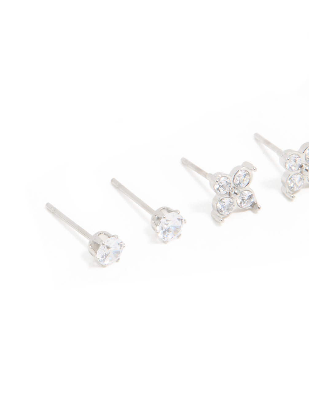 Waterproof Stainless Steel Cubic Zirconia Stud Earrings 3-Pack