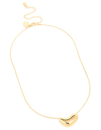 Waterproof Gold Plated Stainless Steel Bean Pendant Large Necklace - link has visual effect only