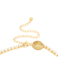 Waterproof Gold Plated Stainless Steel  Cubic Zirconia Tennis Necklace - link has visual effect only