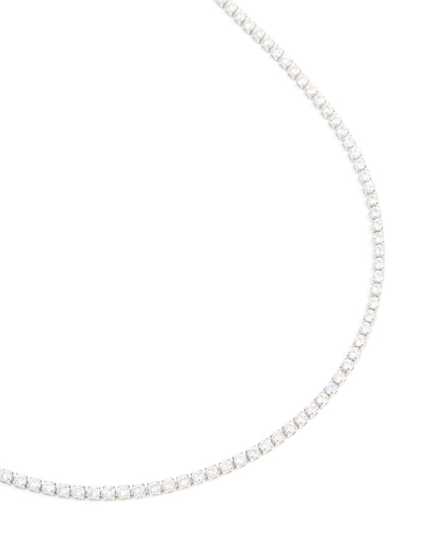 Waterproof Stainless Steel Cubic Zirconia Tennis Necklace