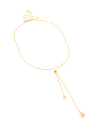 Waterproof Gold Plated Stainless Steel Pull Through Lariat Necklace - link has visual effect only